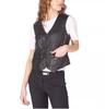Leather Western Waistcoat Jacket Black Lambskin Classic Women Button Vest Coat