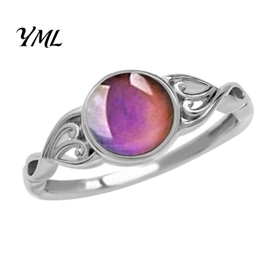 Color Changing Ring Mood Ring, Temperature Sensitive Stone with Emotional Jewelry Vintage Vine Band, Sweet Fashion Gift for Women Creative Her