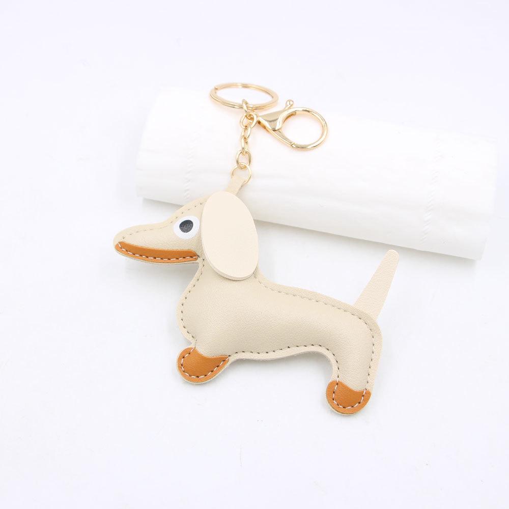 Кожаный брелок Такса - Женский аксессуар-подвеска в виде щенка