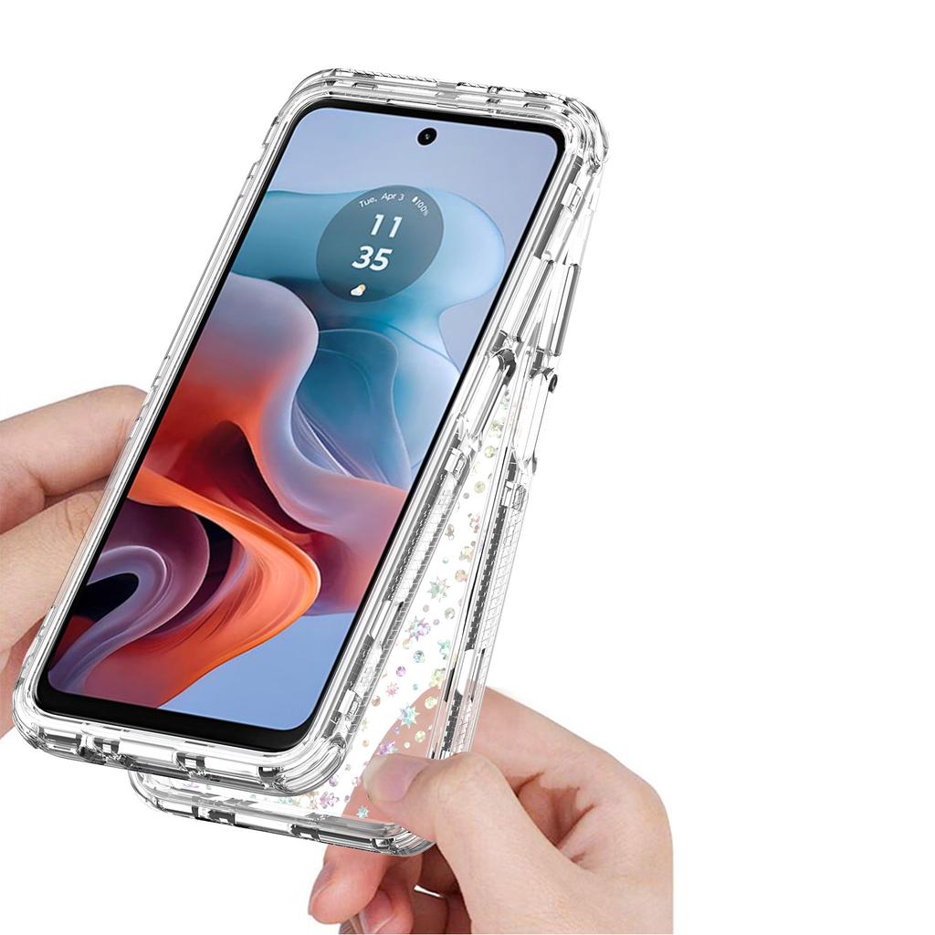 Чехол для Motorola Moto G34 5G с точными вырезами, прозрачный чехол из акрила и ТПУ для телефона с пленкой, напечатанной лазером