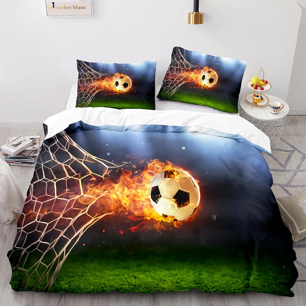 Football King Queen Duvet Cover 3D Soccer Bedding Set For Kids Teens Adult Ball Game Quilt Cover Sport Fans Soft Comforter Cover