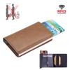 Credit Card Holder Men Wallet RFID Blocking Protected Aluminium Box PU Leather Wallets with Money Clip Cardholder