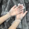 1/2Pair Sexy Transparentes Dot Print Black White Mesh Tulle GloveSpring Summer Thin Short Glove Club Prom Party Dress Glove