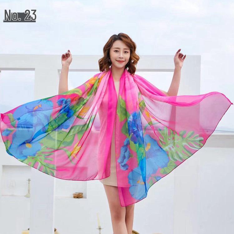 Women's Chiffon Scarf - Lightweight, Printed Sun Protection for Spring, Summer, Fall - Versatile Beach Shawl