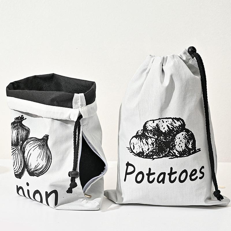 1/3pcs Reusable Shopping Bags Vegetable Storage Bag Garlic Onion Fruit Drawstring Bags Canvas Bag Multipurpose Bags Portable