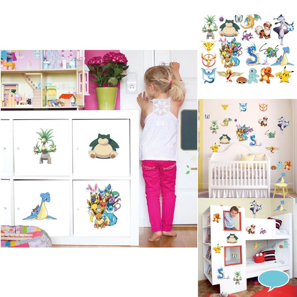 Наклейка на стену Покемон из ПВХ материала для декора детской спальни и класса