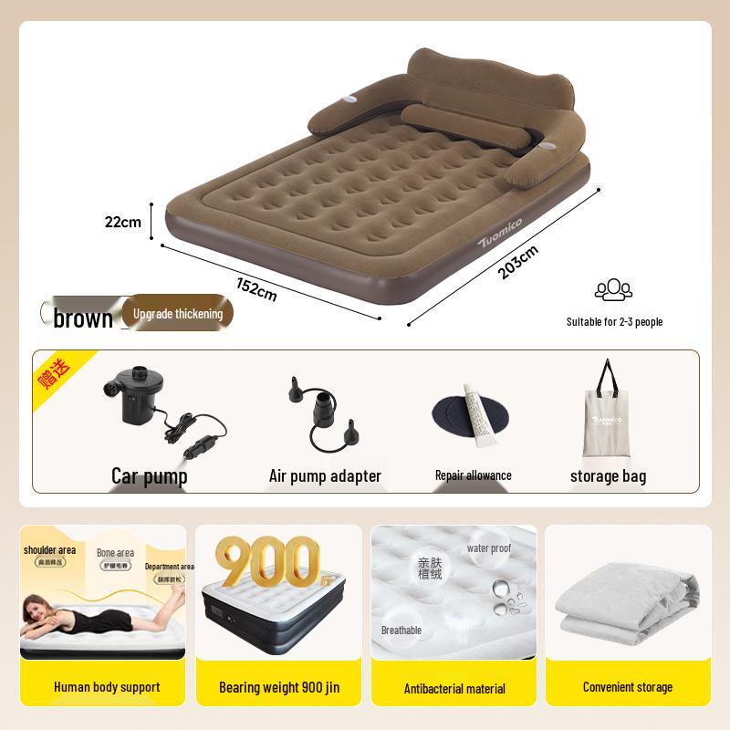 Надувной двуспальный матрас с электрическим воздушным насосом - Портативный для дома и улицы