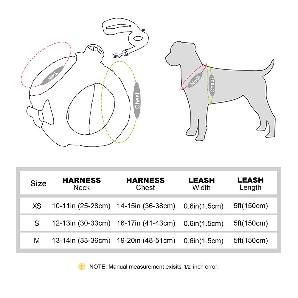 Cute Bowknot Dog Harness Leash Warm Winter Dog Harnesses Soft Fur Pet Vest With Walking Rope Adjustable for Small Medium Dogs