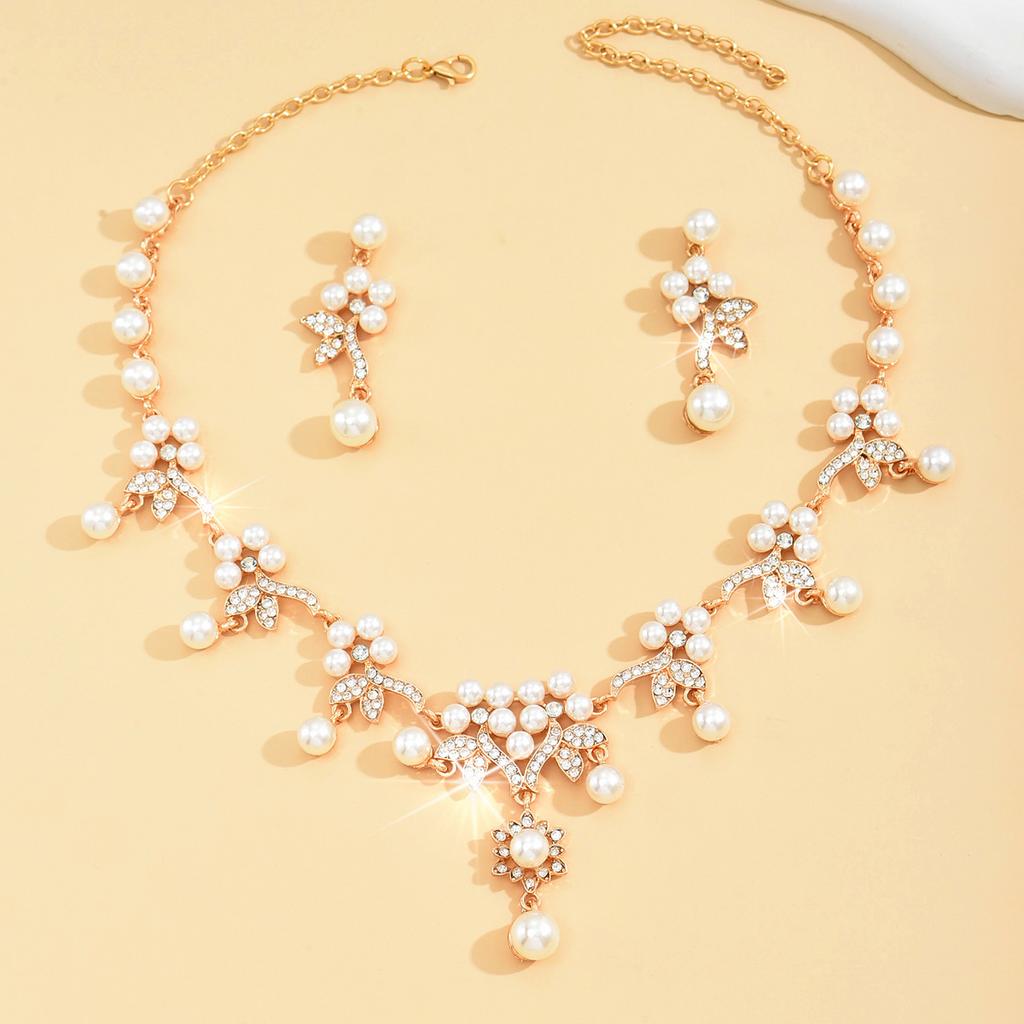 3 предмета женского модного жемчужного цветочного ожерелья с серьгами, комплект украшений, свадебный банкет, праздничный подарок