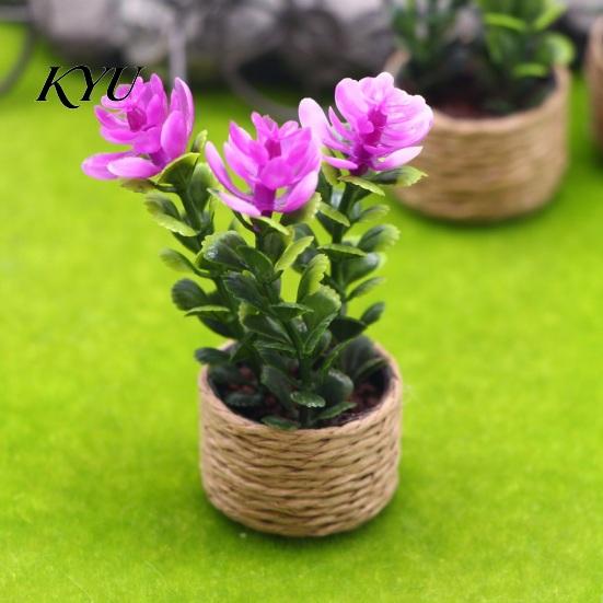 Office Desktop Decorations Mini Artificial Plants with Vase, Small Fake in Handwoven Seagrass Indoor Greenery Baskets, Realistic Faux Floral