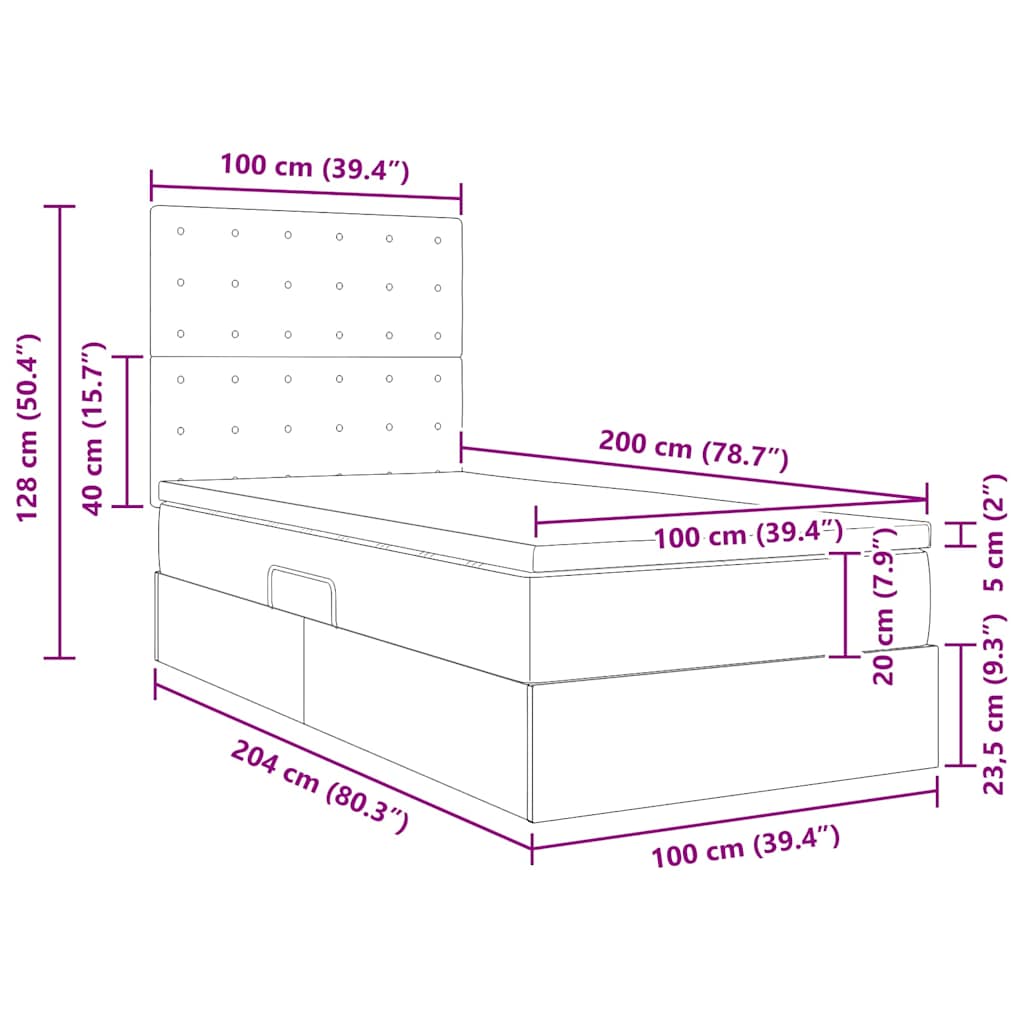 Storage Bed with LED Lights Pure White 100 x 200 cm Faux Leather