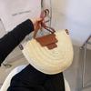 Ретро полукруглая соломенная женская сумка ручной работы тканая пляжная портативная сумка через плечо
