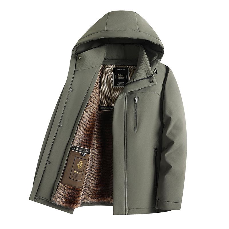 Модели осень-зима, одно платье и три наряда, повседневная теплая куртка для мужчин среднего возраста с капюшоном и съемной подкладкой