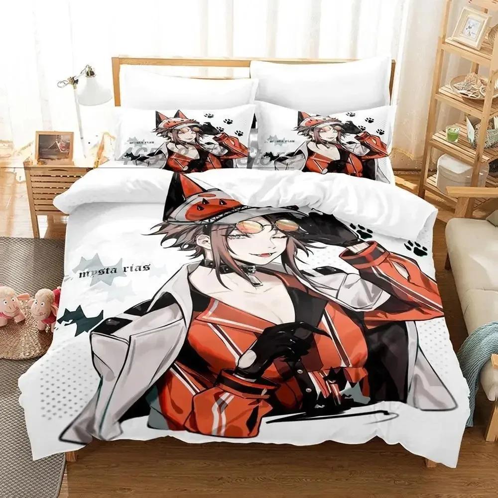 Постельный комплект с принтом Mysta Rias Пододеяльник Наволочка Комплект постельного белья Постельное белье Простыня Покрывало Полный размер 3D-принт Аниме Кавайные Девушки