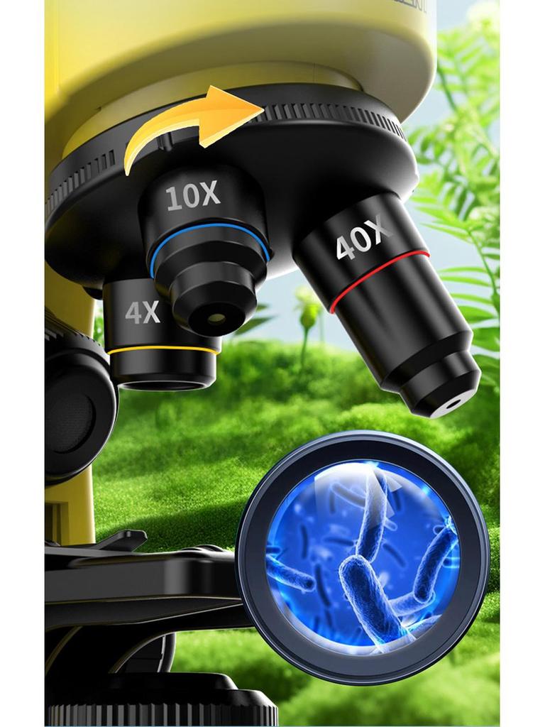 Детский HD микроскоп, научный набор с образцами, увеличение 40-16000x, для учеников начальной и средней школы.