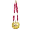 Gold Plated Kundan And Ruby Beads Necklace In Sterling Silver
