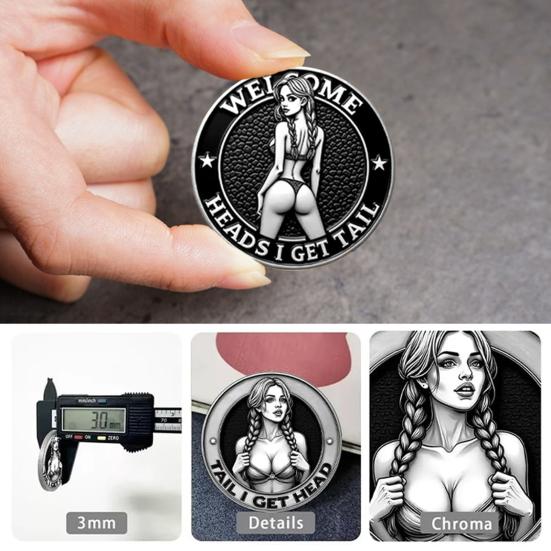 Нахальная Монета для Принятия Решений Монета-Вызов для Взрослых Орел и Решка Двусторонняя Монета для Принятия Решений для Пары Сексуальный Токен Подарок-Прикол для Мужчин Женщин для Вечера Свиданий