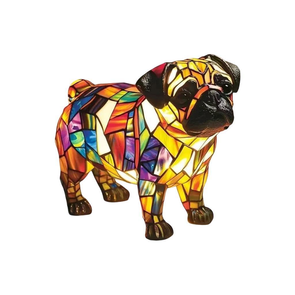 Настольная лампа из витражного стекла, Милый светодиодный светильник на тему домашних животных, Серия «Животные», Идеальный подарок для любителей домашних животных.