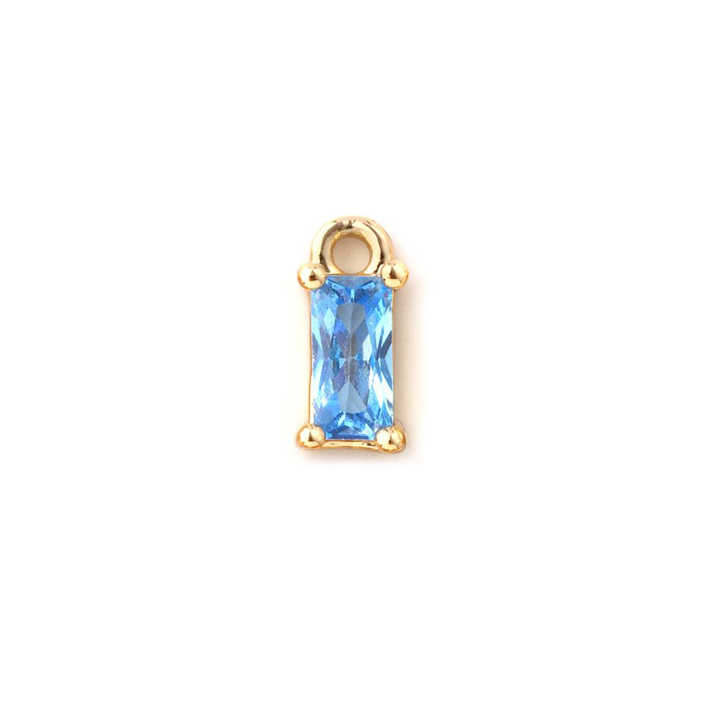 5 PCs Brass & Cubic Zirconia Birthstone Charms 18K Gold Plated Rectangle Mini Pendants for DIY Jewelry Making 9mm x 4mm