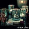 Glass Blue Mercury Votive Tealight Candle Holders for Diwali and Christmas (Pack of 6) - Home Decor Gift Item, Decoration