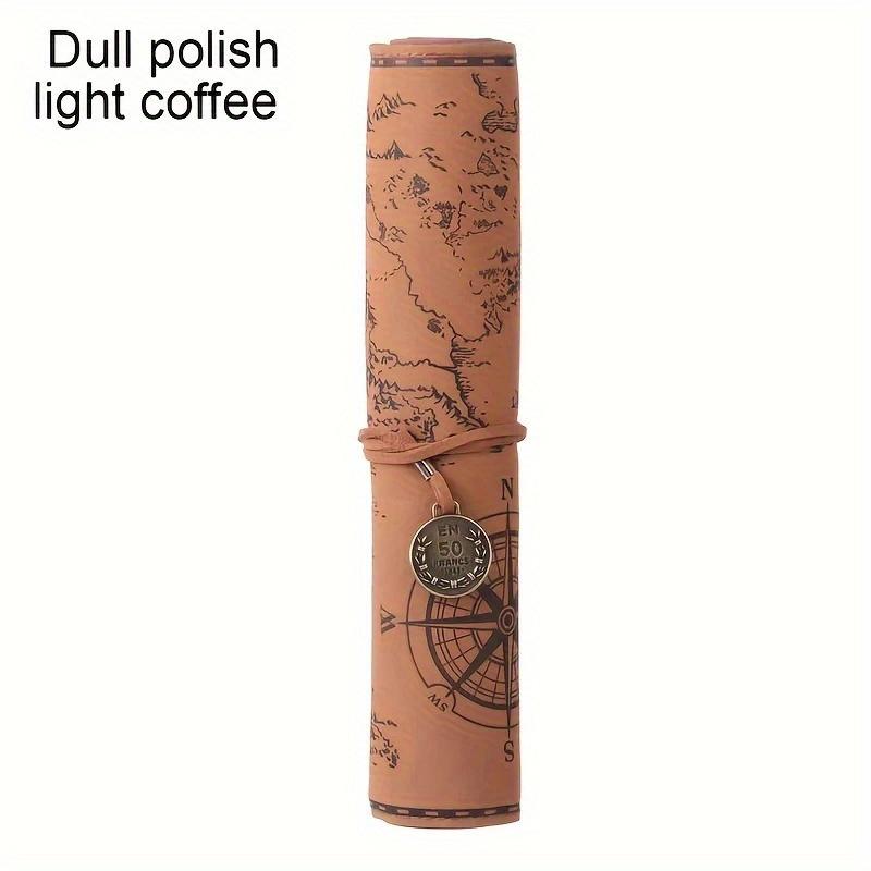 Creative Treasure Map Storage Pen Case, Simple Retro Faux Leather Large-capacity Pen Roll Case, Home & School Office Supplies.