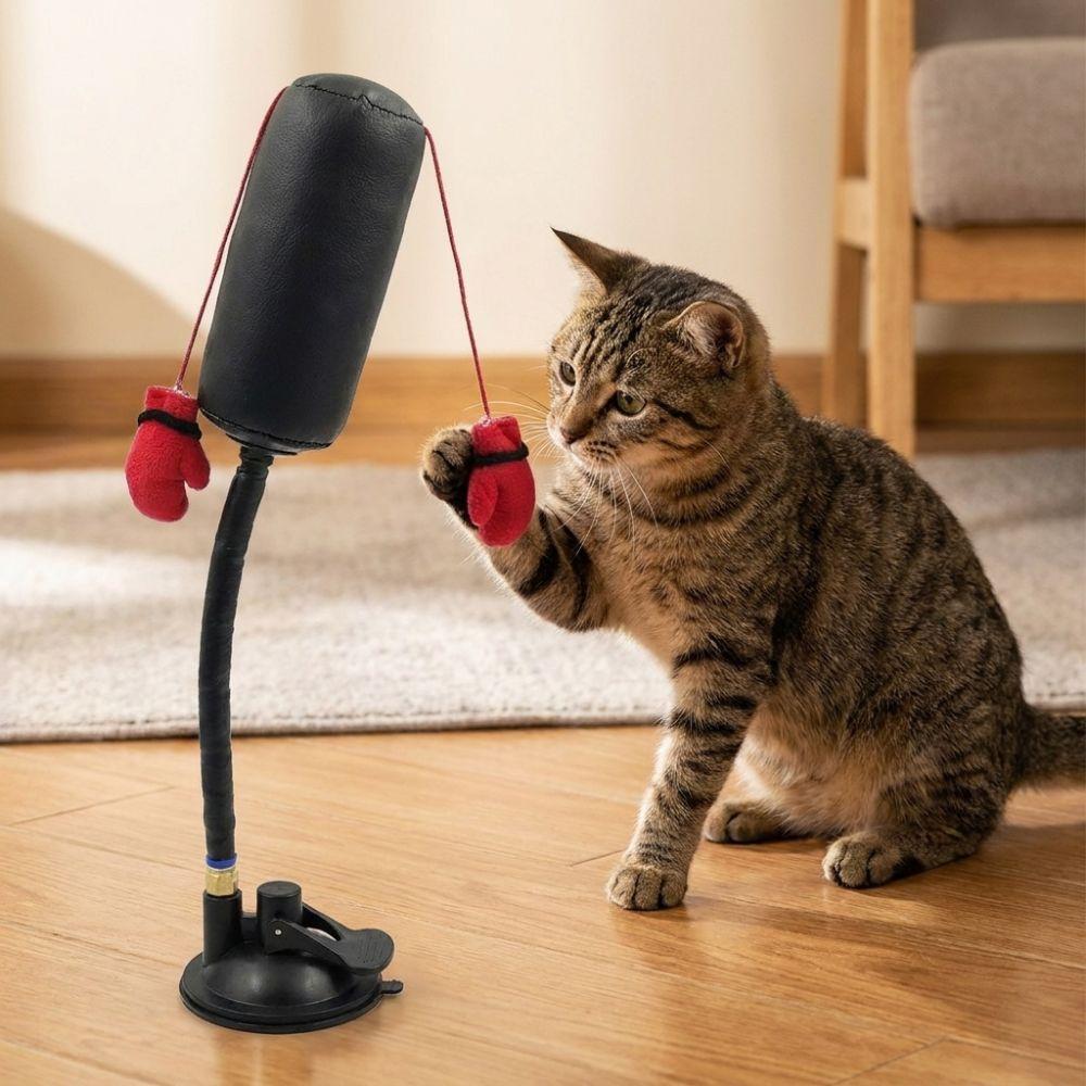 Self-standing Pet Punching Bag Toy Suction Cup Cat Boxing Game Interactive Cat Toy Indoor Play