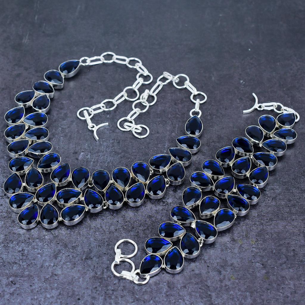 Natural London Blue Topaz Gemstone 925 Sterling Silver Jewelry Set A3L01