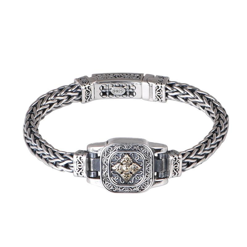 Винтажный трендовый плетеный браслет с бриллиантами и пестиковым узором в стиле мужского браслета