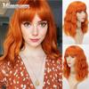 Женский модный оранжевый парик длиной до плеч с челкой из синтетического волокна для косплея, повседневная одежда, короткий волнистый парик Боб