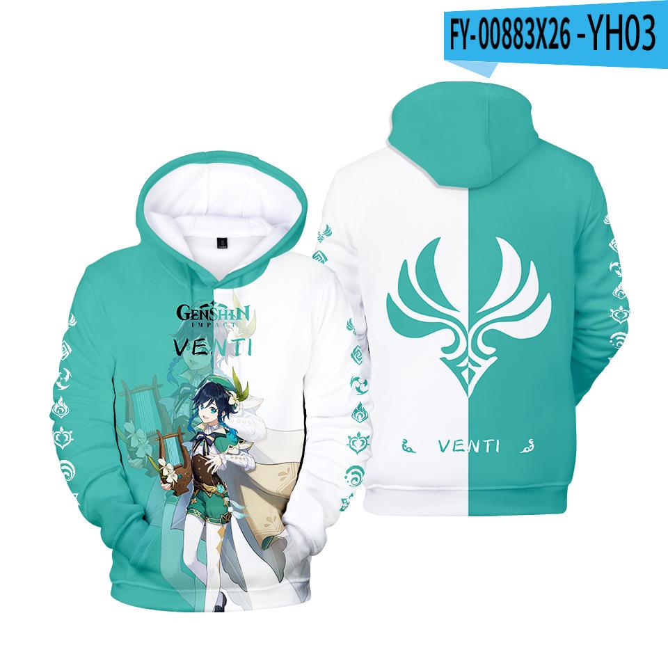 Классические популярные забавные толстовки с капюшоном Genshin Impact с 3D-принтом, толстовки для мужчин/женщин, толстовки с длинным рукавом для взрослых/детей, повседневные пуловеры
