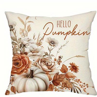 Home Decor Autumn Pumpkins And Falling Leaves Pillow Covers Pattern Cushion Cover Suitable For Sofa Bedroom Car Pillow Cover