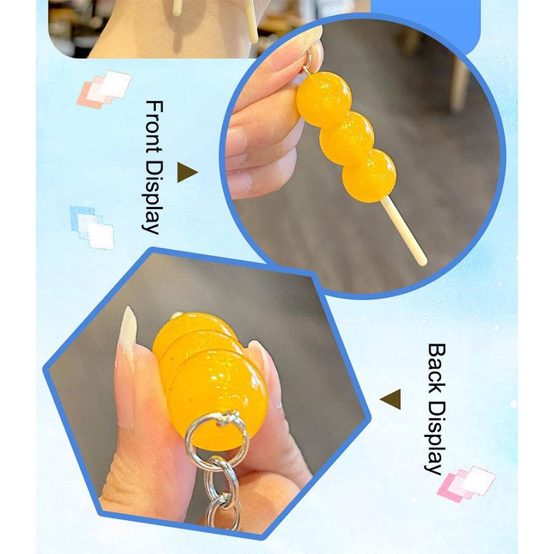 Светящиеся в темноте брелки для ключей Bing Tang Hu Lu с подвеской из смолы в виде еды, мини-брелки