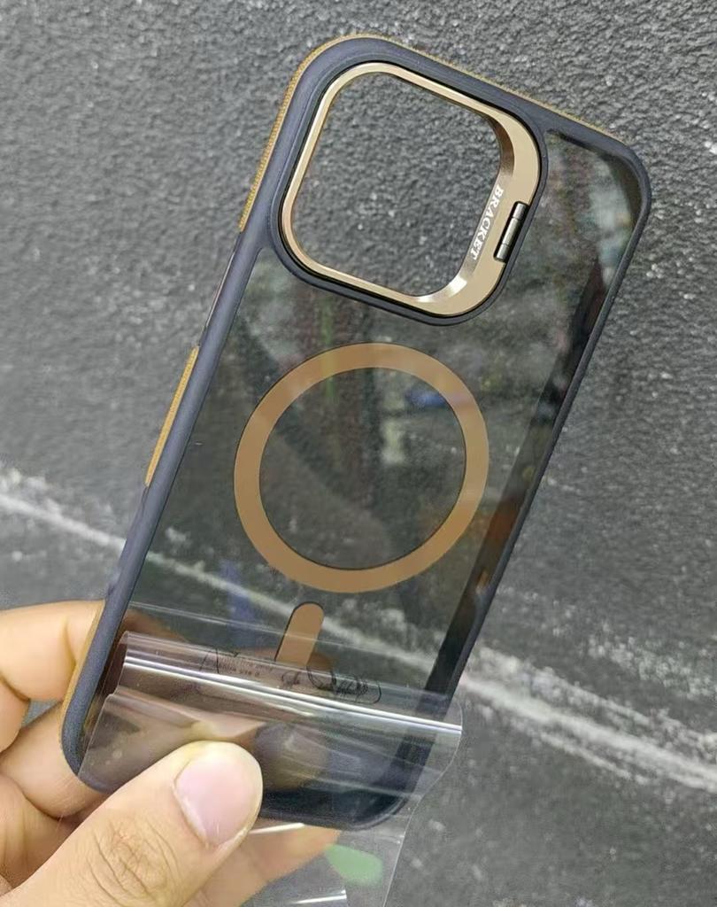 Применимо к iPhone17 противоскользящий край магнитный чехол для мобильного телефона прозрачный Apple 16proMax держатель для линзы 15 противоударный чехол