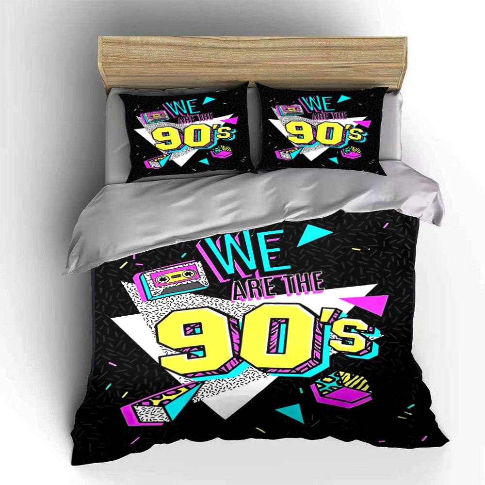 Cassette tapes and geometric shapes. Bedding sets Duvet cover sets Duvet covers Pillowcases(1 * Duvet Cover 2 * Pillowcases without duvet insert)