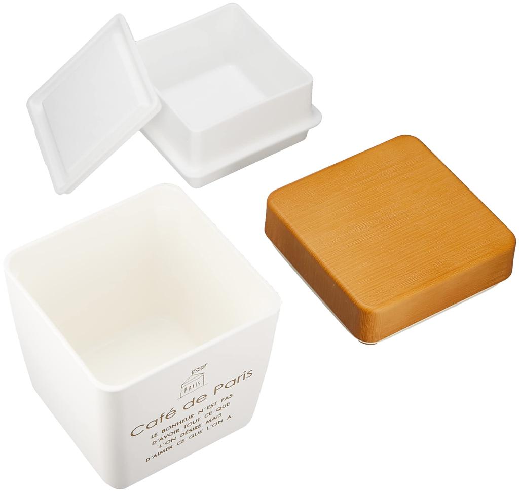 Showa BC Tall De Paris Bento Wood 2 Bottom Top Made In 77141 Café Box, Grain, White, Tiers, Tier 420ml, Tier 230ml, PARIS, Japan,