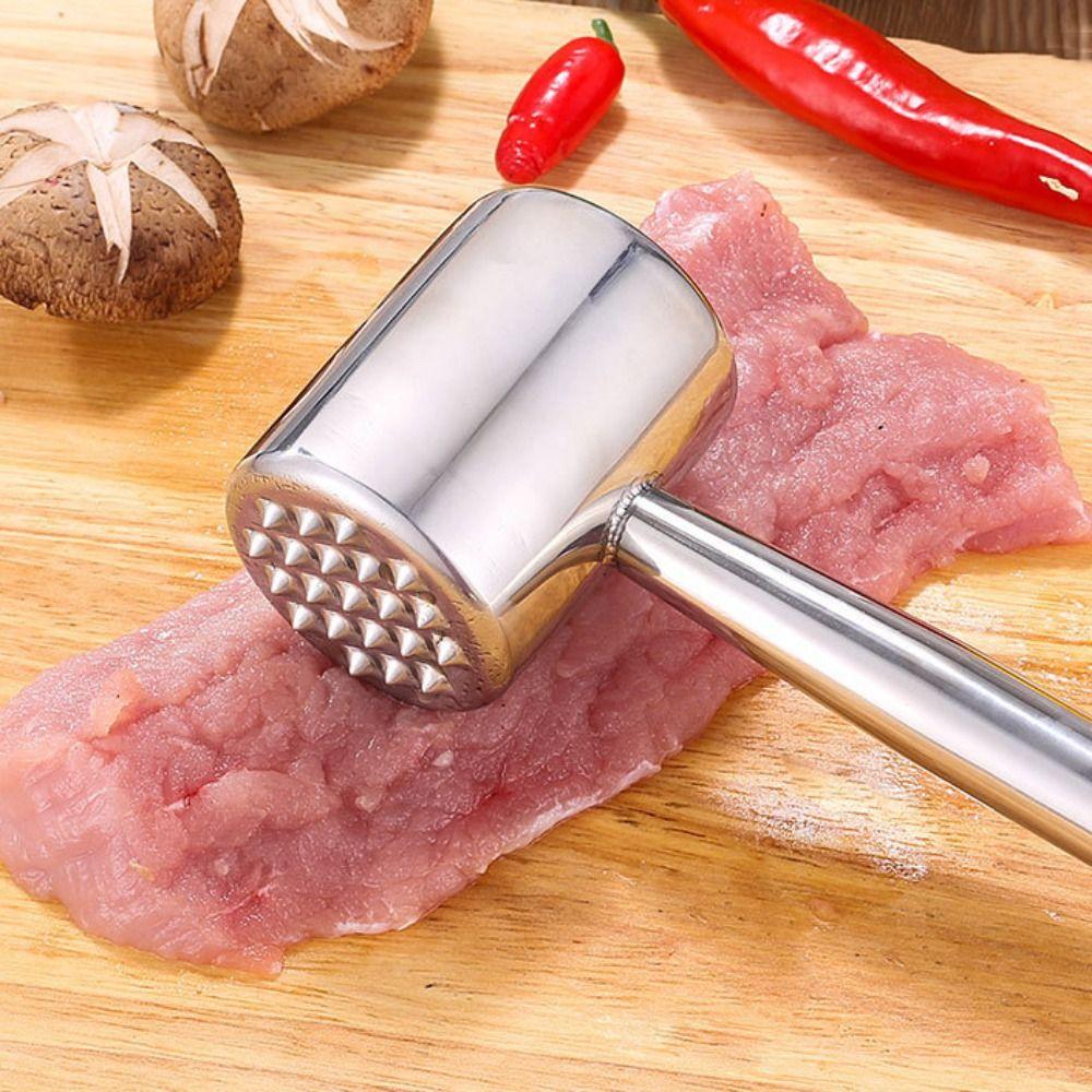 Double-side Meat Hammer Stainless Steel Steak Mallet Kitchen Beef Hitting Tool  Meat Preparation