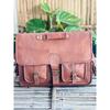 Handmade Men's Leather Laptop Messenger Briefcase Messenger Brown Bag  ( Free Gift Pocket Handle Bag Size - 11 X 9 X 3 In  / Diary Size - 7 X 5 In )