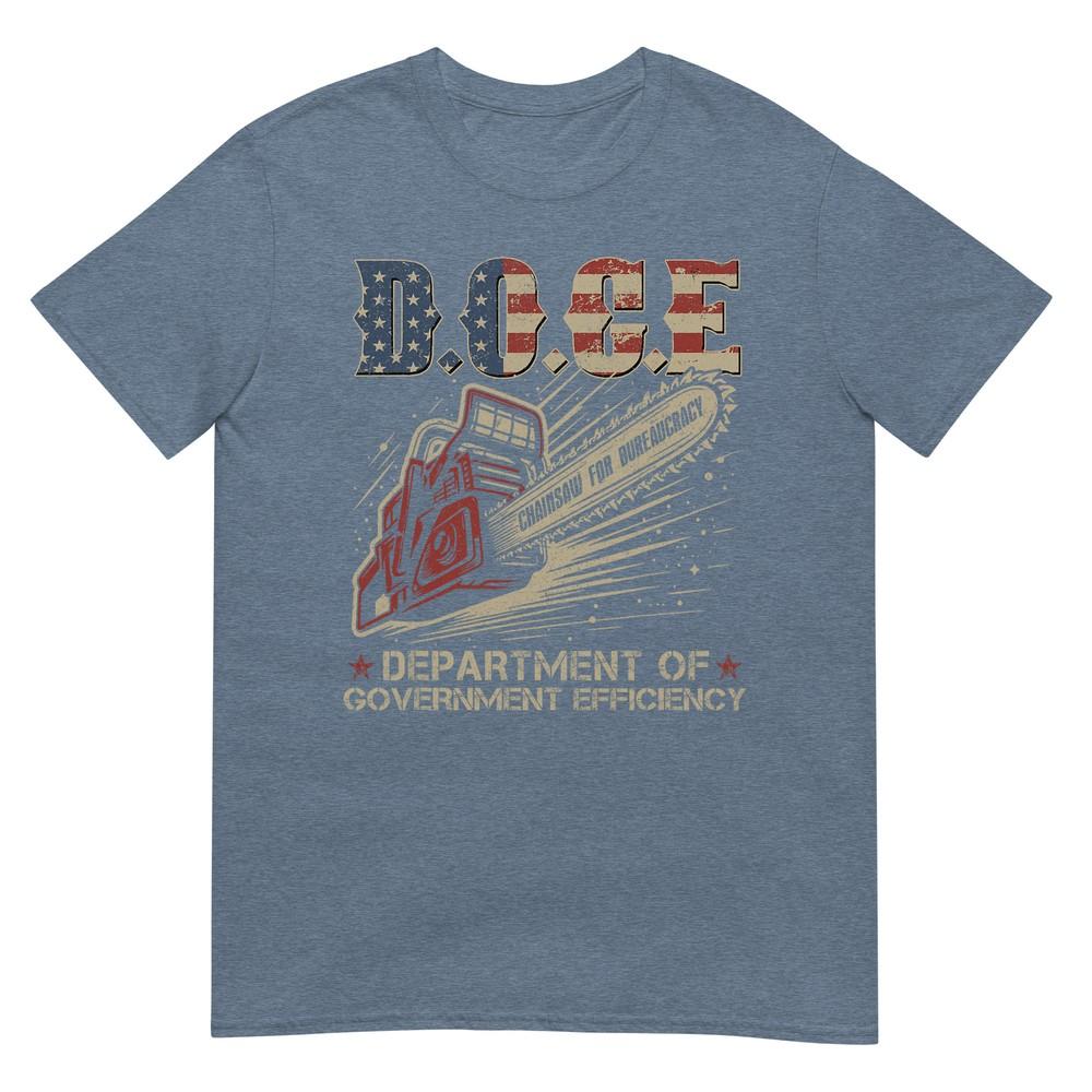 Chainsaw For Bureaucracy Funny DOGE Doge Usa Flag TShirt