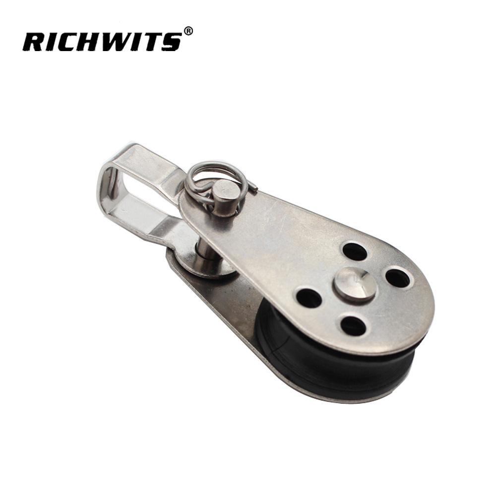 RICHWITS Блок из нержавеющей стали 316 с нейлоновым шкивом для веревки парусной лодки/яхты