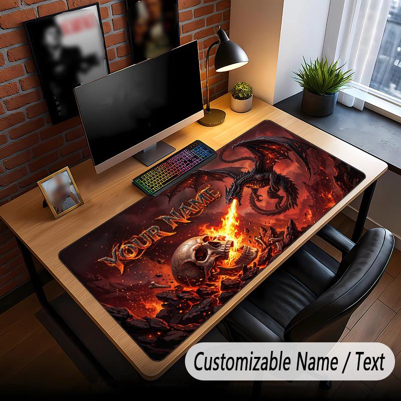 Skull Gothic Theme Custom Mouse Pad Personalized With Name Text Customized Desk Mat For Office Home Decor
