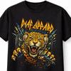 Футболка Deaf Leppard Рок Леопард Унисекс Черная Графическая Футболка