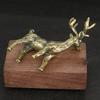 Brass Elk Ornament Vintage Style Fine-textured Realistic Elk Statue Desk Decoration Fade-resistant Ornament