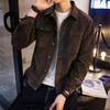 Autumn Winter Cargo Coat Lapel Long Sleeve Solid Color Suede Jacket with Pockets Buttons Closure Men Casual Outwear