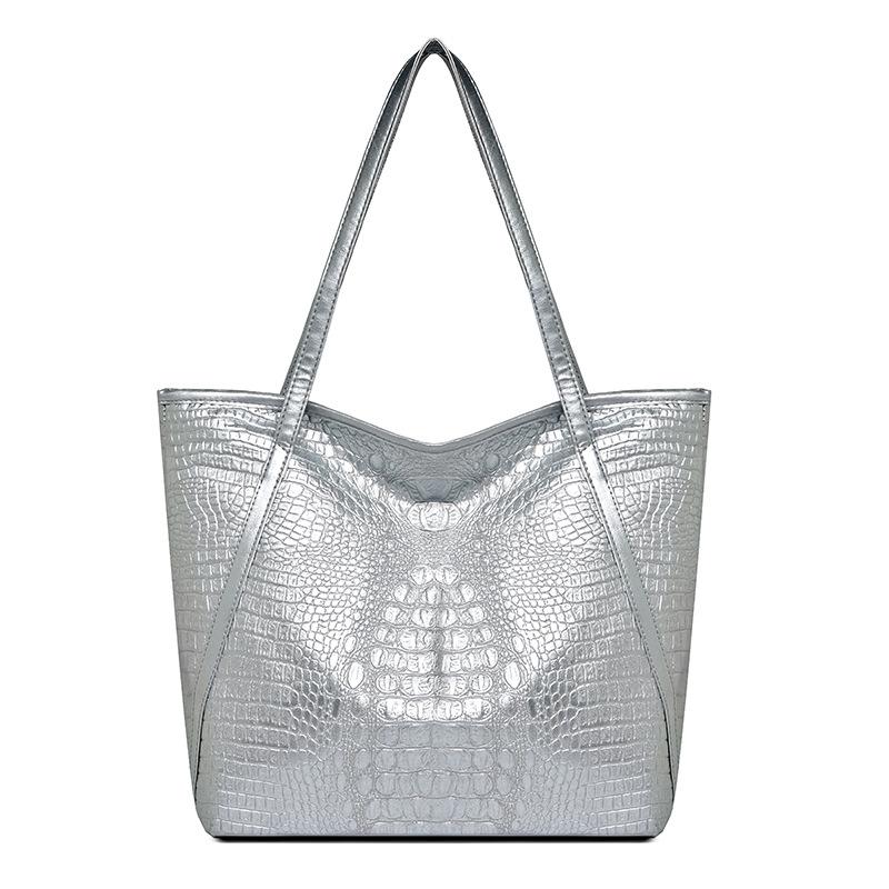 Простая и универсальная сумка-тоут с крокодиловым принтом, большая вместимость, модная сумка, винтажный дизайн, женская сумка через плечо