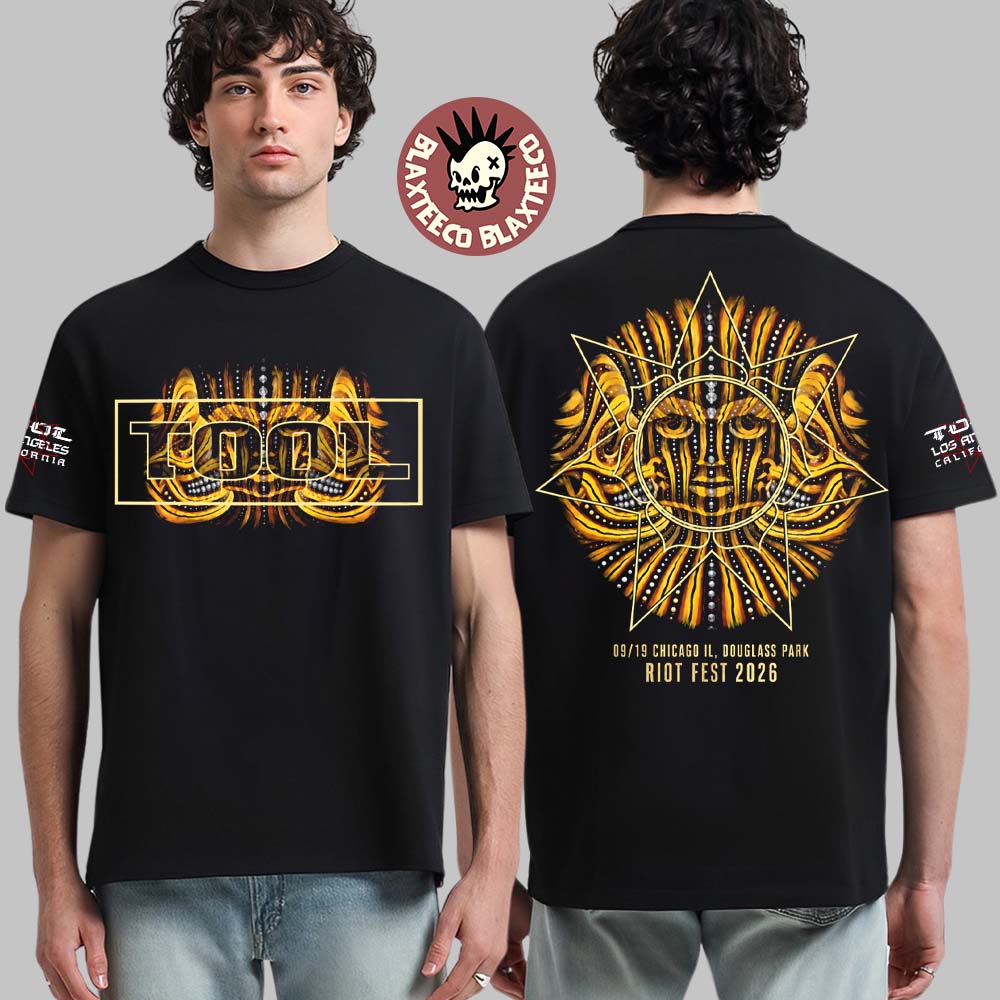 Tool Riot Fest 2026 Merch Tee Live At Douglass Park Chicago IL Golden Mask Sun T-Shirt