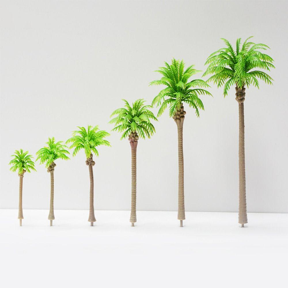 5Pcs Stereoscopic Coconut Palm Tree Miniature Plastic Coconut Micr Landscape  Desktop Decoration