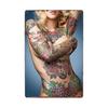 Tattoo Girl Pin Up Tin Sign Metal Plaque Tattoo Studio Shop Decoration Wall Vintage Art Painting Poster 20x30cm