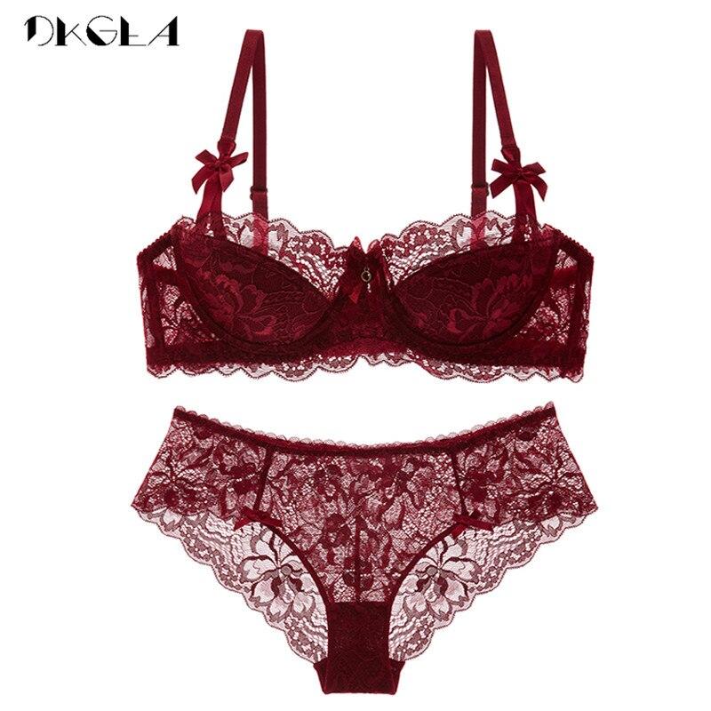 DKGEA Sexy Bra Sets Plus Size Underwear Set Women Lace Brassiere