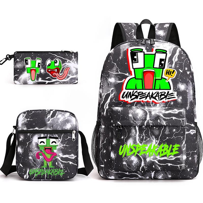 Unspeakable Backpack 3-Piece Set , Large Capacity Student Bookbag with Lunch Bag and Pencil Case, Water-Resistant, Durable