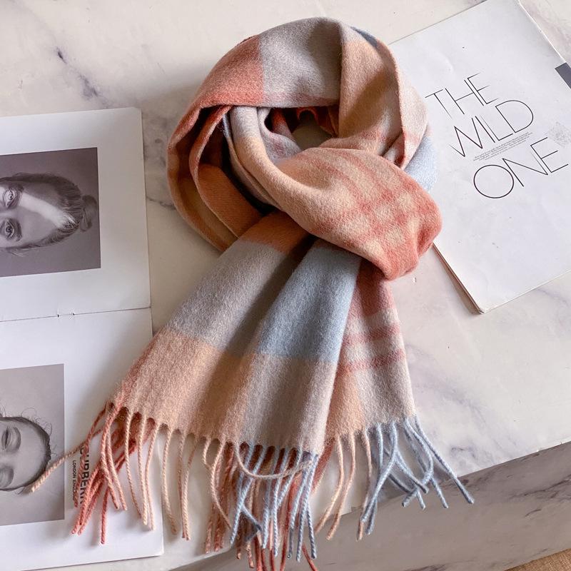 Премиальный темно-синий клетчатый шерстяной шарф для мужчин - роскошный зимний подарок для парня, отца или пожилых людей